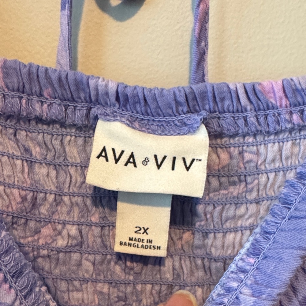 Ava & Viv Purple Patterned Long Sleeve Dress - Picture 2 of 4